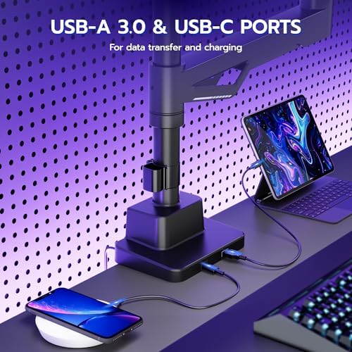 ARES WING Heavy-Duty Gas Spring Ultrawide Monitor Arm 57"66Lbs USB VESA