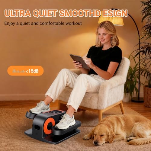 Under Desk Elliptical, Elliptical Leg Exerciser for Seniors, Home Portable Elliptical with Remote Control and 12 Adjustable Speeds, Electric Seated Pedal Exerciser