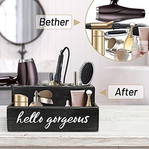 Unistyle Hair Blow Dryer Holder Black Curling Iron Holder Countertop, Hair Tools & Styling Supplies Organizer Flat ,Bathroom Counter Organizer for Accessories, Makeup, Toiletries Storage
