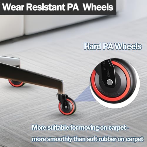 Office Chair Caster Wheels Replacement 3 Inch Roller Blade, Set of 5