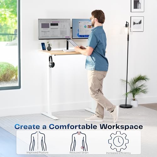 VIVO Light Wood 43 x 24 in Standing Desk, DESK-1W4C