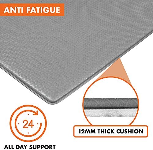 OPUX Anti Fatigue Kitchen Floor Mat, Reversible Cushioned Memory Foam Kitchen Rug Pad, Waterproof Non-Slip Padded Comfort Standing Mat for Office Laundry Home, 47x17 (Marble Gray)
