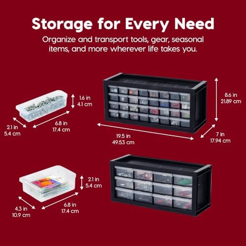 IRIS USA 32-Drawer Tool Organizer, Nuts & Bolts, Small Parts, Black