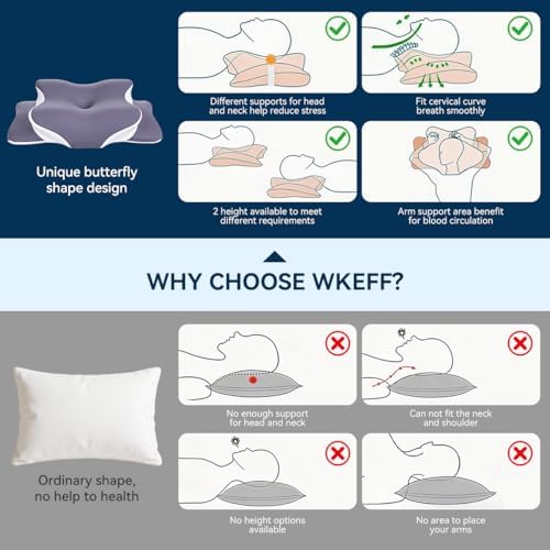Pillow for Neck Pain Relief, Cooling Memory Foam Cervical Contour Support