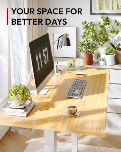 SANODESK Solid Bamboo Dual Motor Standing Desk, 220 lbs, 60×30