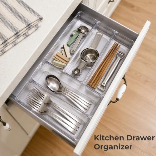 LotFancy 8 Pack Clear Plastic Drawer Organizer Bins, Small Item Organizers