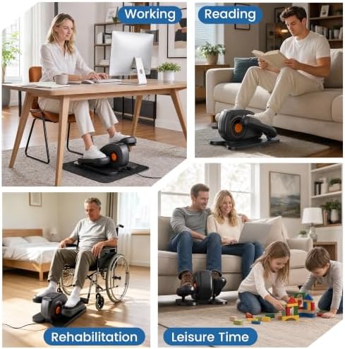 Under Desk Elliptical, Electric Leg Exerciser for Seniors, 12 Adjustable Speeds Quiet and Portable Pedal Exerciser for Home Fitness with Manual & Auto Mode, No Assembly