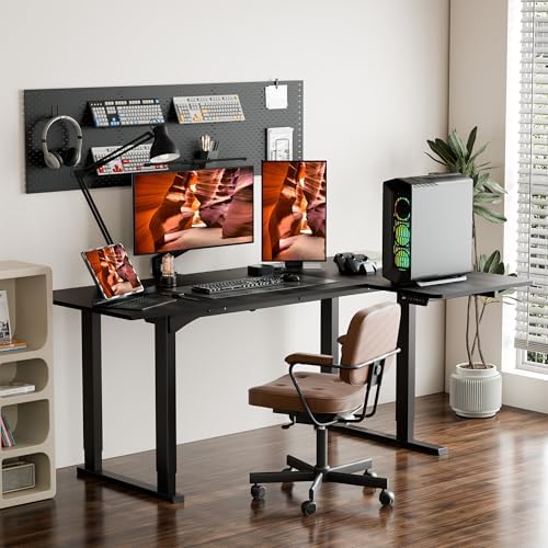 71x43'' 4 Leg L-Shape Large Standing Desk,Electric Desk for Home
