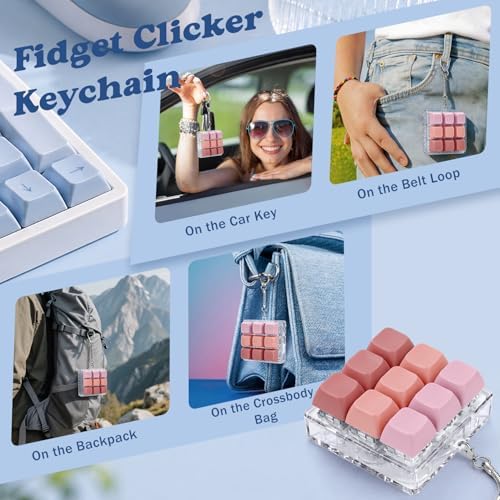 Keyboard Fidget Toy, Creamy Fidget Clicker Keyboard Fidget Keychain, Button Fidget Gifts for Adults, Boost Focus & Ease Anxiety Anywhere — Perfect Stress-Relief Gift (3×3 Grid Layout Q)