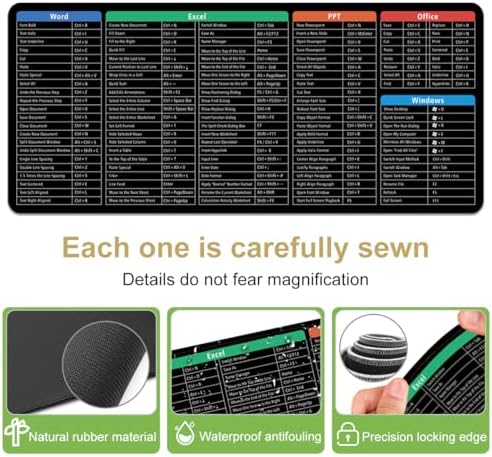 Word/Excel/PPT/Office Sheet Desk Pad Mat,XL 31.4 x 11.8 in
