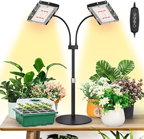 LBW Grow Light for Indoor Plant,Full Spectrum Dual Heads Desk Plant Light