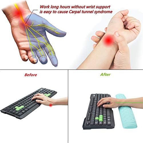 BRILA Memory Foam Keyboard Wrist Rest Support Pad Cushion for Computer, Laptop, Office Work, PC Gaming, Non-Slip Wrist Pain Relief (Aquamarine Keyboard Pad)