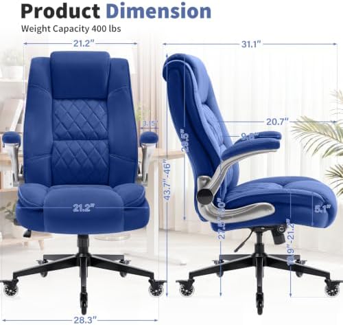Fabric High Back Office Chair, Thick Padded Ergonomic Computer Desk Chair