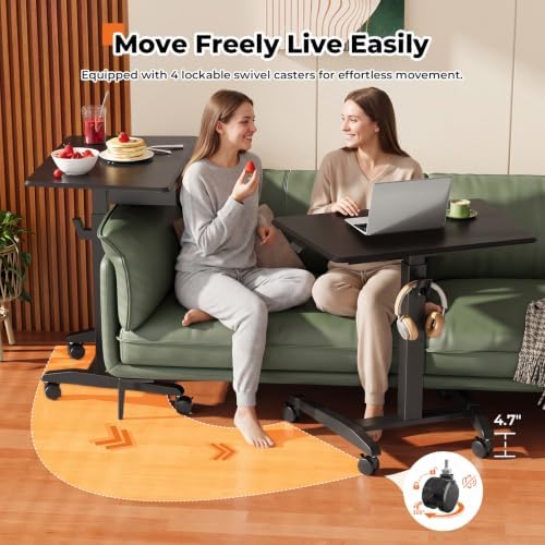 JOY worker Rolling Laptop Desk with Drawer, 31.5" Black Mobile Staning Desk