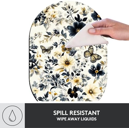 Small Mouse pad, Portable, Waterproof Non-Slip Rubber Bottom, Suitable for Wireless Mouse, Laptop Keyboard Tray for Both Men and Women, Office Travel 7.1x10.6in，Floral with Butterflies