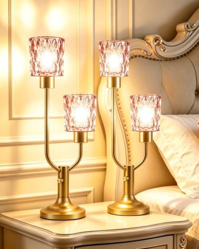 Lightdot Bedside Table Lamps Set of 2 Dimmable Vintage Lamp for Bedroom