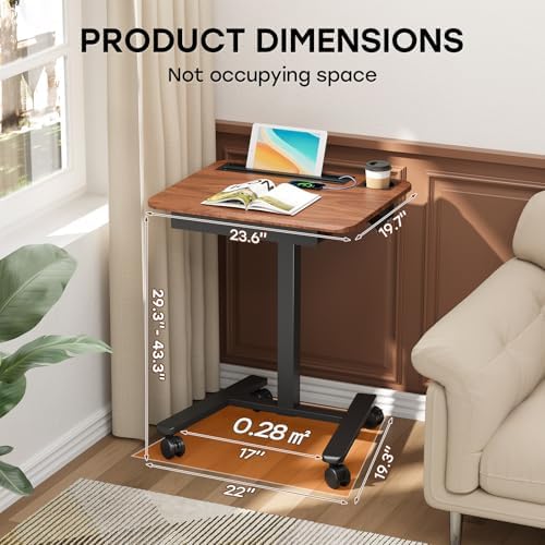 Small Mobile Standing Desk with Drawer, 23.6" x 19.7" Top