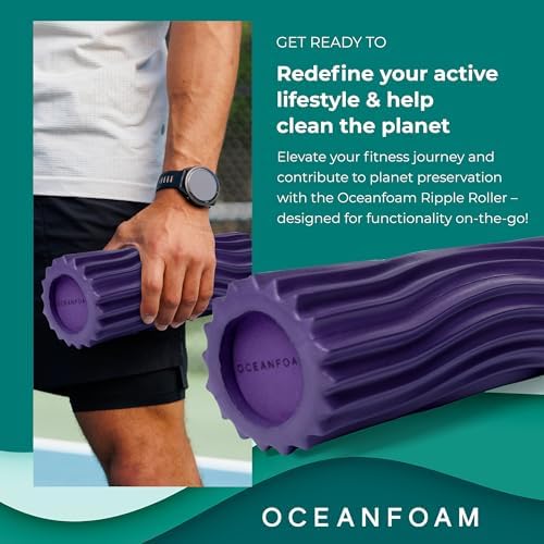 Oceanfoam Ripple Roller - Small Foam Roller for Physical Therapy (Purple)