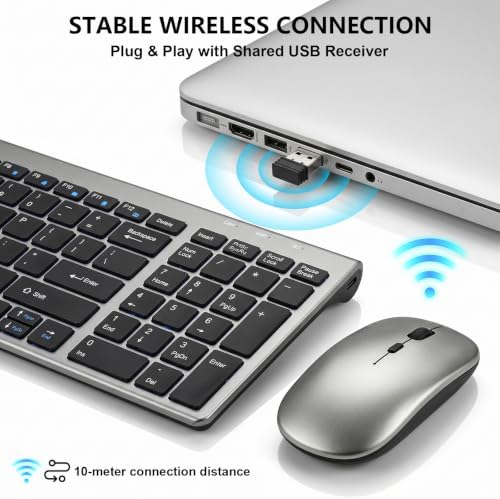 Wireless Keyboard and Mouse Combo, Ultra Slim Switch Scissor, Silent Design