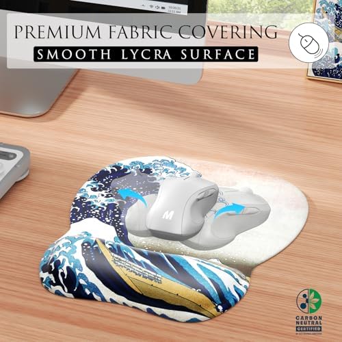 MROCO Ergonomic Mouse Pad with Gel Wrist Rest, 9.4 x 8.1 in, Great Wave