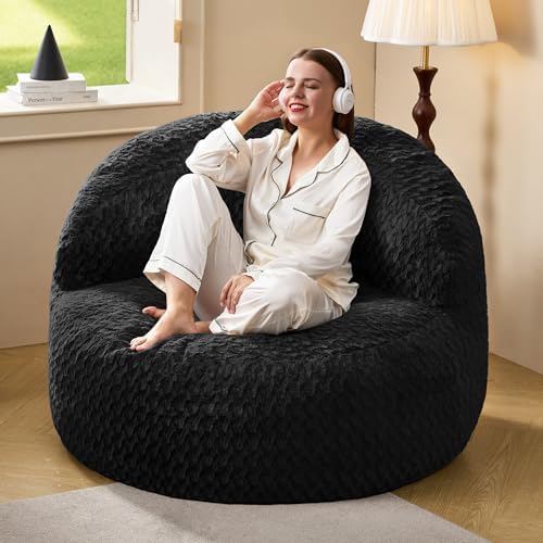 Hobestluk Giant Memory Foam Bean Bag, No-Assembly, Chevron Black Single