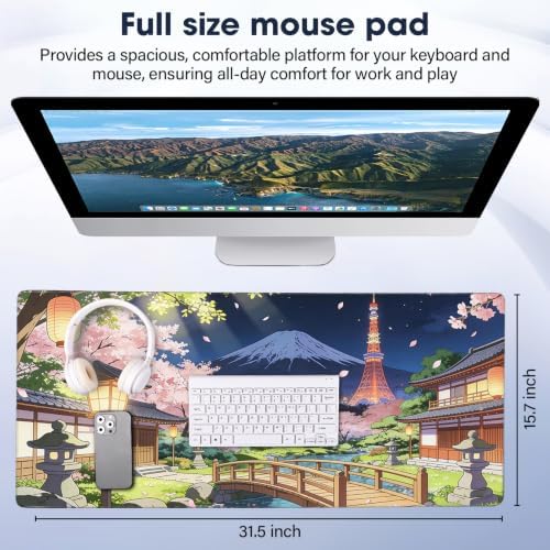 Durable Desk Pad 31.5x15.7 Inch - Thick XXL Mouse Pad, Bridge
