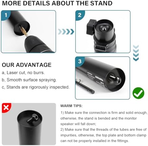 Vondynote Set of 2 Desktop Clamp Speaker Stands Short Studio Monitor Stands Height Adjustable