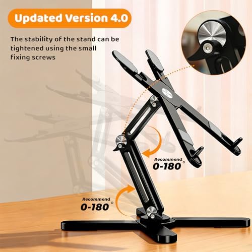 MOALLIA N86 360 Rotating Laptop Stand for Desk with Locking Knobs, Black