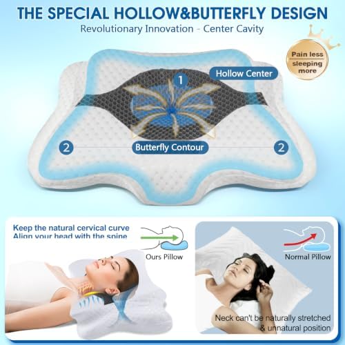 CHxxy Memory Foam Pillows, Cervical Pillow for Neck & Shoulder Pain Relief