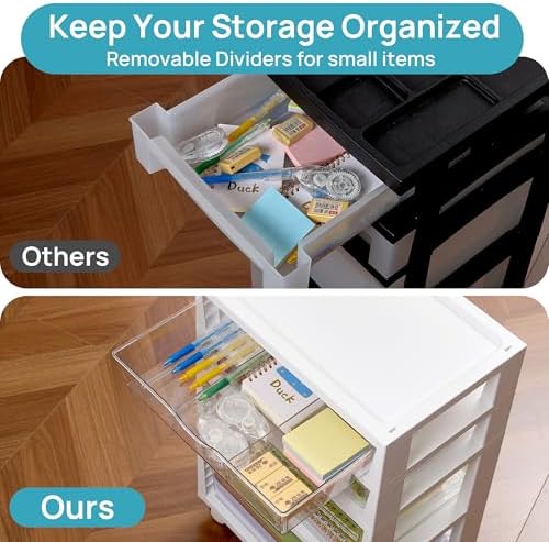 Vtopmart 4-Tier Plastic Drawer Storage Rolling Cart with Wheels