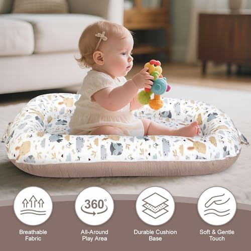 Infant Lounger Cushion for Supervised Playtime, Soft Breathable Cotton Support Pad for Tummy Practice, Relaxation and Everyday Care