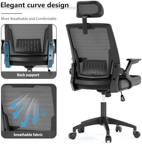 OS MOTOR Ergonomic High-Back Mesh Office Chair with Headrest