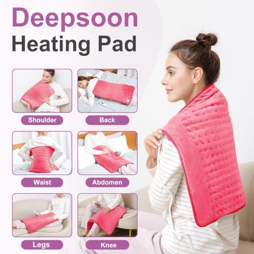 Heating Pad,Electric Heating Pads,Heating Pad for Back,Fuchsia,24x20 Inch