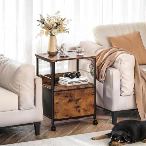 Faesun Night Stand with Swivel Top, Brown