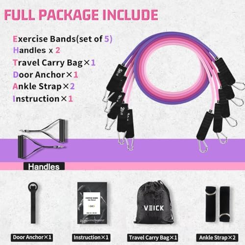 VEICK Resistance Bands with Handles, Exercise Tube Bands Set for Workouts