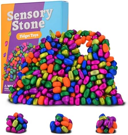 550pcs Fidget Toys Adults,Stress Relief Sensory Toys for Autism ADHD Anxiety,Smooth Ferrite Stones Desk Fidgets Toys,Fidget Toys Gifts(6colors)