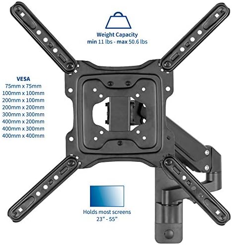 VIVO Black Single TV Wall Mount for 23 to 55 inch Screens, MOUNT-G400B