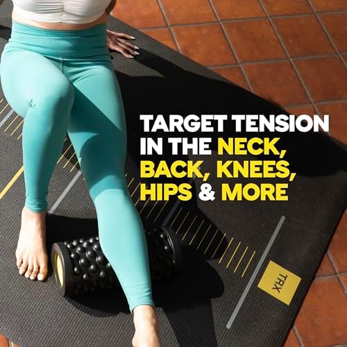 TRX Training Rev Myofascial Release Roller, Travel Massage Roller for Muscles, 14-Inch Round Foam Roller for Stretching and Post-Workout Recovery