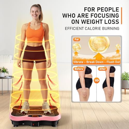 Vibration Plate Exercise Machine, 130 Levels Full Body Workout Vibrating Plate for Lymphatic Drainage Weight Loss, 450 Lbs Capacity Shake Platform with Bluetooth for Women Men