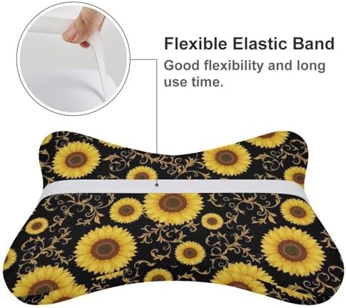 2 Pack Car Headrest Pillow Floral Sunflower Soft Memory Foam Neck Cushion for Neck Pain Relief