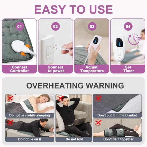 Heating Pad,Electric Heating Pads,Heating Pad for Back,DimGray,24x20 Inch