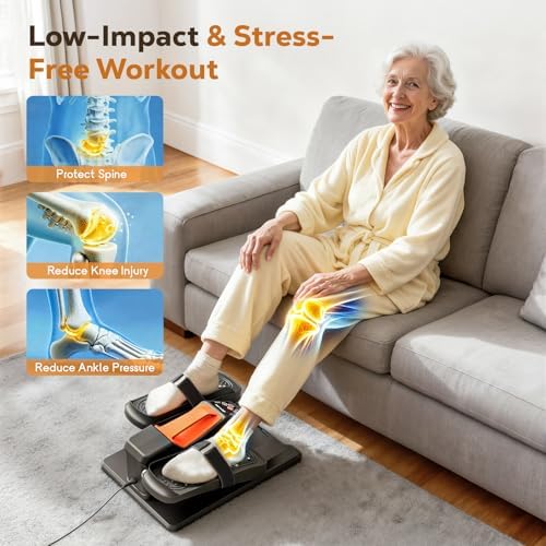 Roylvan Workout Under Desk Elliptical Machine, Electric Seated Foot Pedal Machine for Seniors, Enhanced Safety and Stability, 12 Adjustable Speeds