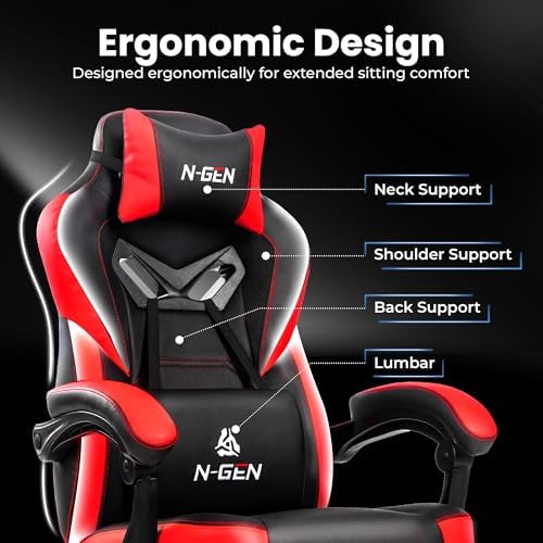 Gaming Chairs with Footrest, Big and Tall Gamer Chair with Headrest and Lumbar Support for Adults, Red