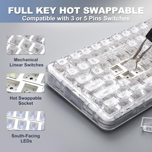 YUNZII X98 Wireless Mechanical Keyboard with Knob (White, Crystal Switch)