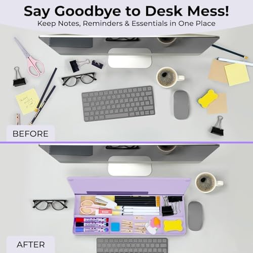 Chalkola Lavender Glass Desktop Whiteboard with Storage + 3 Markers