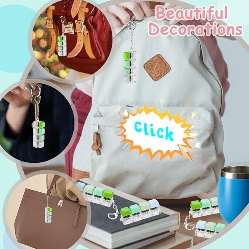 2 PCS Keyboard Fidget Toy, Keyboard Fidget Keychain 4-in-1 Keyboard Decompression Button Finger Clicker Toys, Button Stress Relief Fidget Gifts to Relief Stress (Fours Colors-Green)