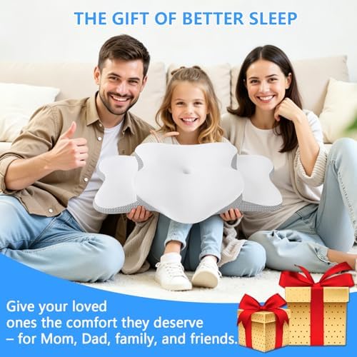 Cervical Neck Pillow for Neck Pain Relief & Side Sleeper | Ergo Pillow for Sleep Apnea, Neck Pain, and Snoring Relief | Orthopedic Memory Foam with Ergonomic Neck Support, White, Large