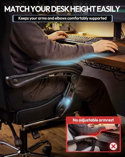 Dowinx Ergonomic Gaming Chair with Footrest & Massage Lumbar, 2D-Linkage Armrests for Computer Chair 330lbs with Headrest Pillow for Office, Home, Streaming and Long Gaming Sessions, Fabric Black