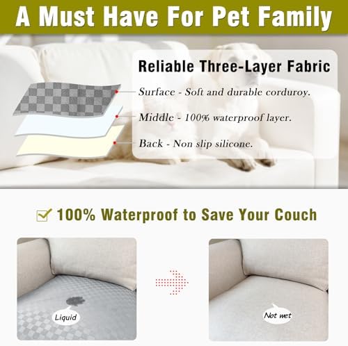 Couch Arm Covers, Sofa Arm Covers, Waterproof Armrest Cover for Sofa, Loveseat, Armchair, Anti-Slip Recliner Arm Cover, Headrest Cover, Arm Chair Covers Set of 2 (Light Gray, 24"×24")