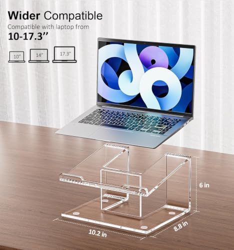FUCDTEFC Acrylic Laptop Stand for Desk, Laptop Riser for 10-17.3 Inch Laptops, Ergonomic Computer Stand Holder Compatible with Macbooks and Notebooks